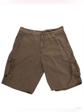 Burnside 36 Cargo Shorts Army Olive Green Zipper Cargo Pockets Walking Hiking